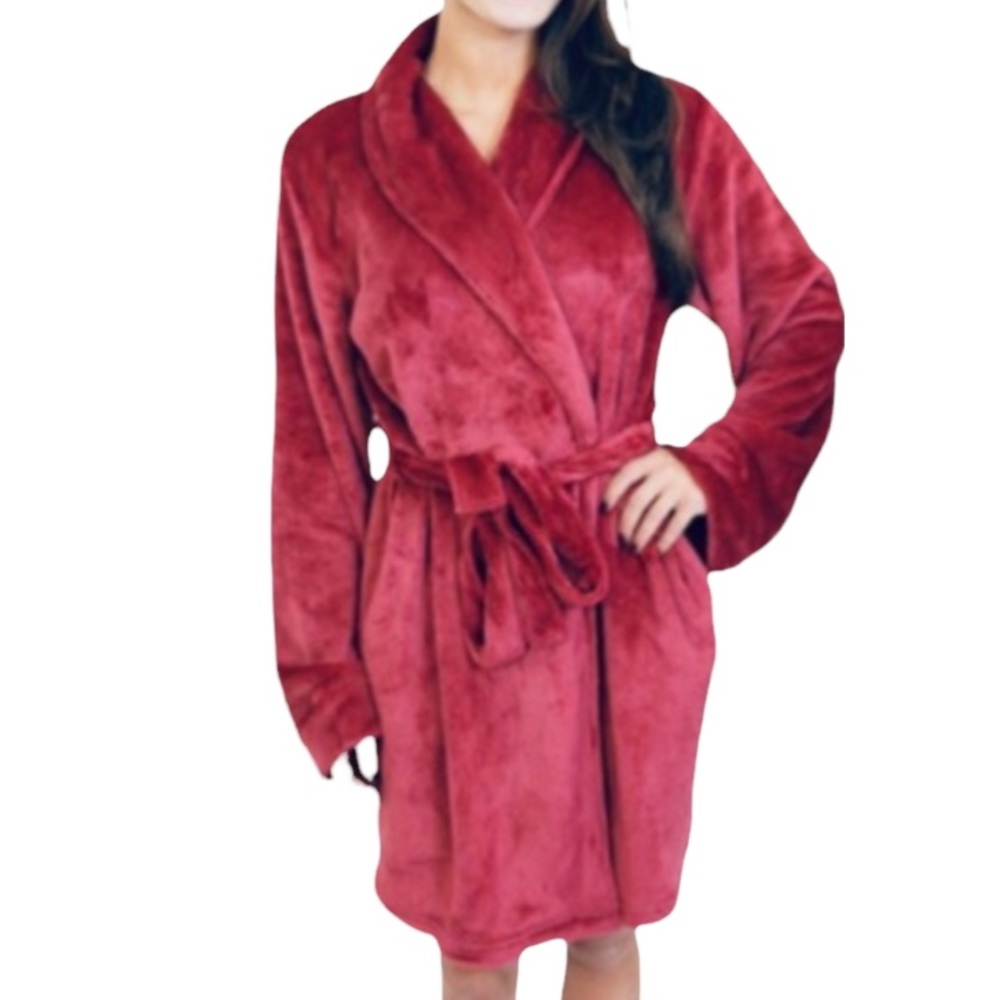 NWT Cherokee Lux Plush Robe. Wine. Size L.